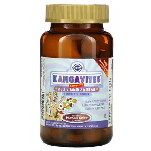 Solgar, Kangavites, полноценный детский комплекс с витаминами и минералами, со вкусом ягод Bouncin, 120 жевательных таблеток